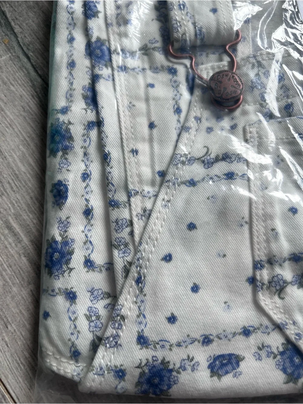 OshKosh B'gosh Girls' White & Blue Floral Print Overalls